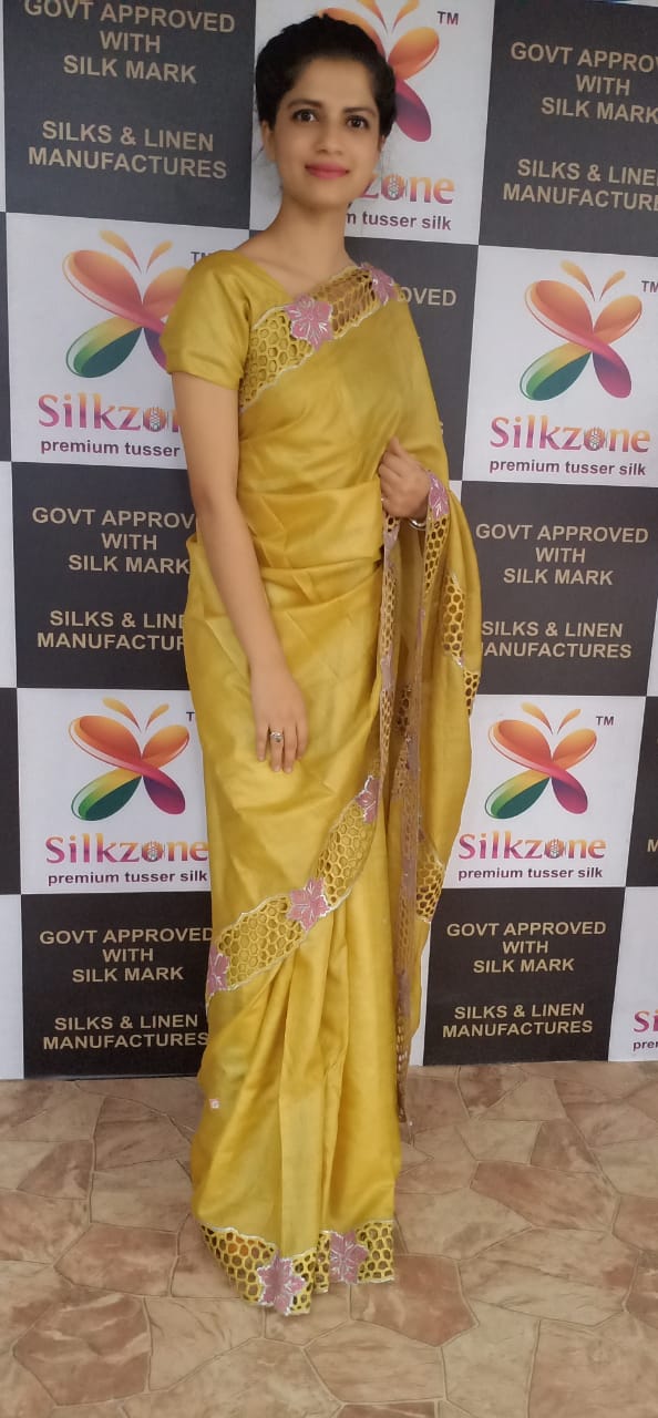 Pure Tussar Silk print saree