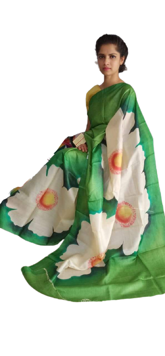 Pure Tussar Silk print saree