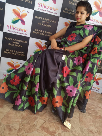 Pure Tussar Silk print saree