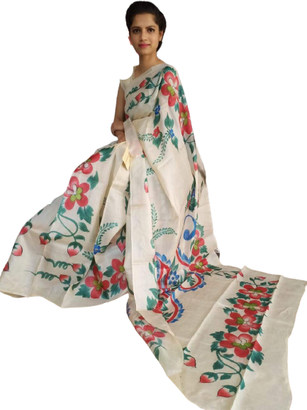 Pure Tussar Silk print saree
