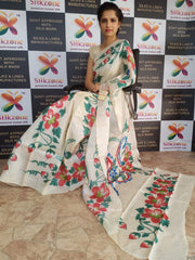 Pure Tussar Silk print saree