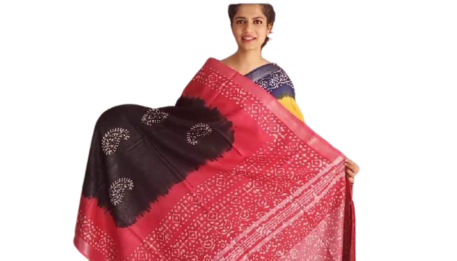 Khadi linen batik print saree SILK ZONE
