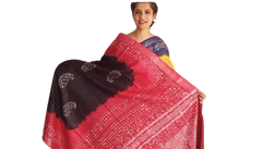 Khadi linen batik print saree SILK ZONE