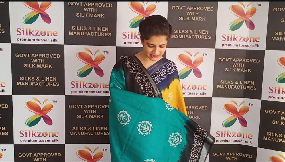 Khadi linen batik print saree SILK ZONE