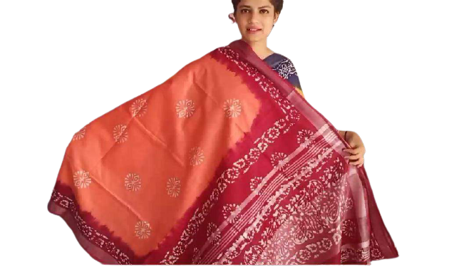 Khadi linen batik print saree SILK ZONE