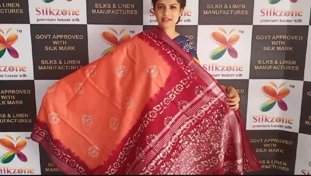 Khadi linen batik print saree SILK ZONE