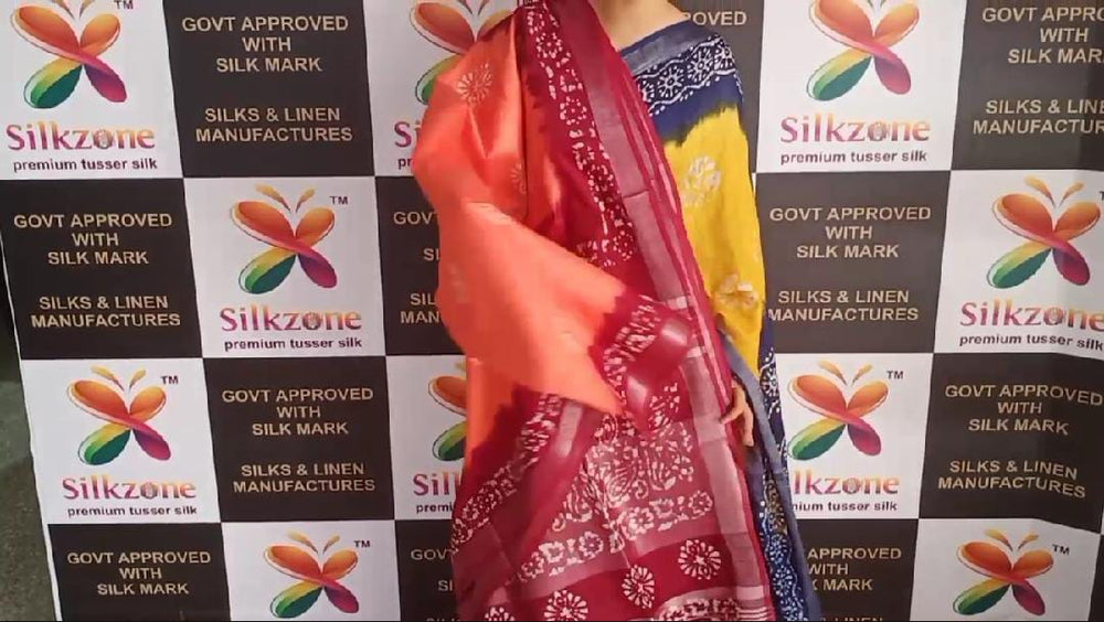 Khadi linen batik print saree SILK ZONE