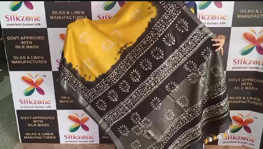 Khadi linen batik print saree SILK ZONE