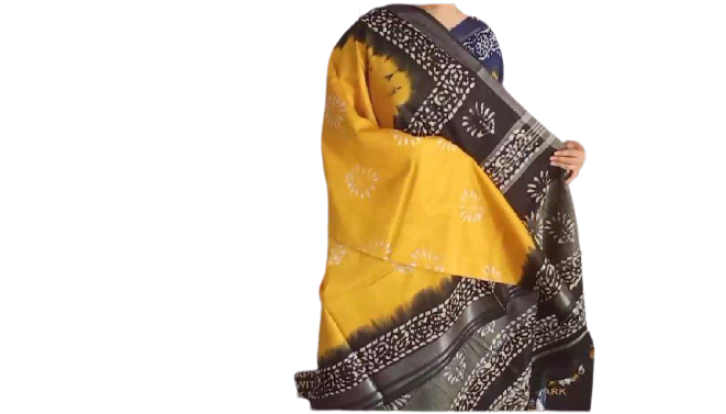 Khadi linen batik print saree SILK ZONE
