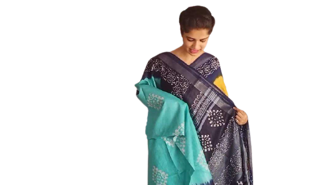 Khadi linen batik print saree SILK ZONE