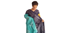 Khadi linen batik print saree SILK ZONE