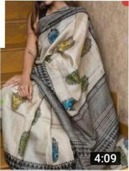 Tussar handloom silk saree durga dising SILK ZONE