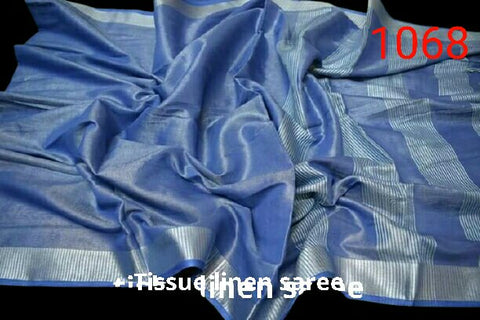 Tissue linen plain Saree SILK ZONE