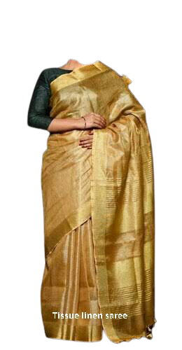 Tissue linen plain Saree SILK ZONE