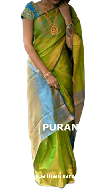 Tissue linen Plain saree SILK ZONE