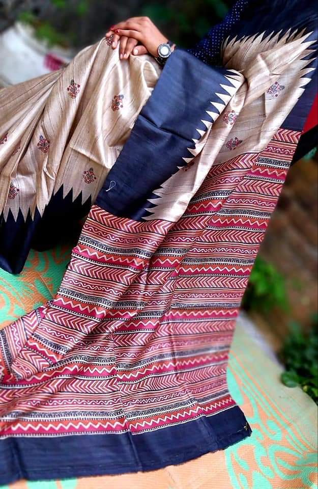 TUSSAR SILK PRINT SAREE