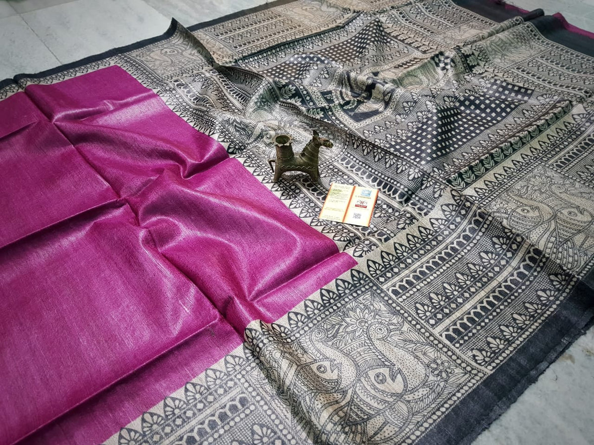 TUSSAR SILK PRINT SAREE