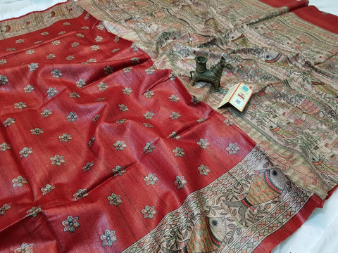 TUSSAR SILK PRINT SAREE