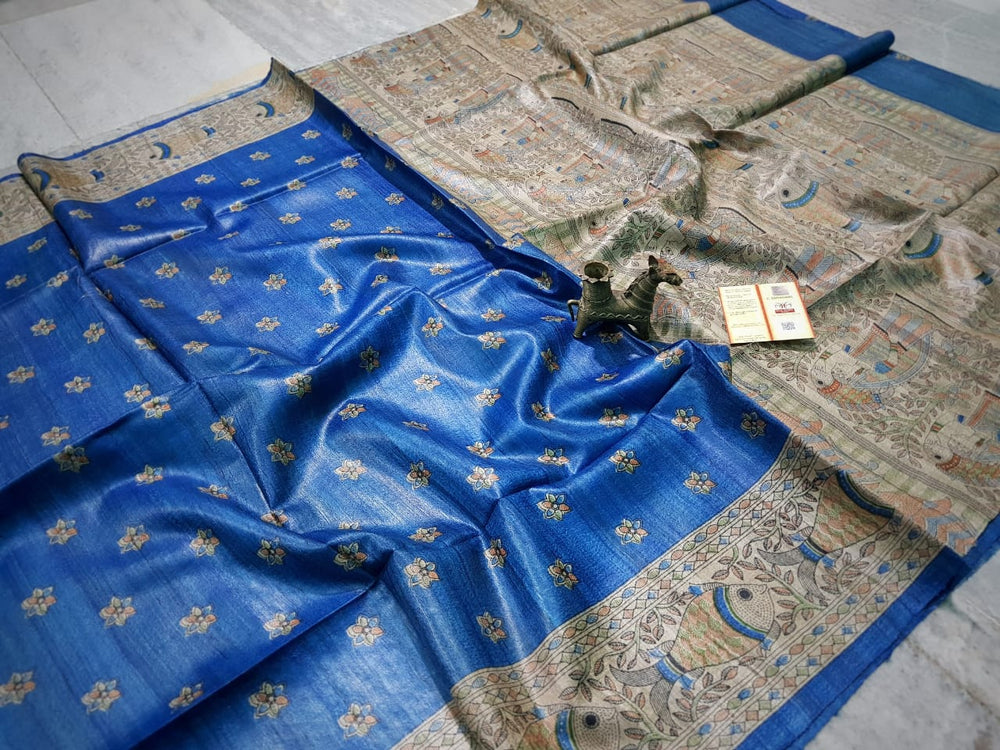 TUSSAR SILK PRINT SAREE