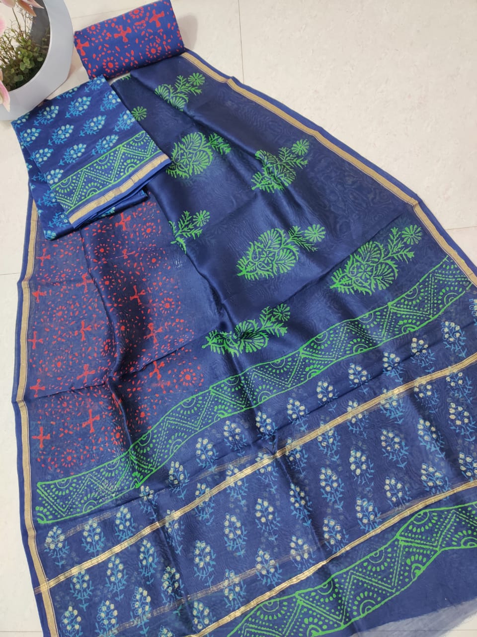Pure chanderi silk suit SILK ZONE