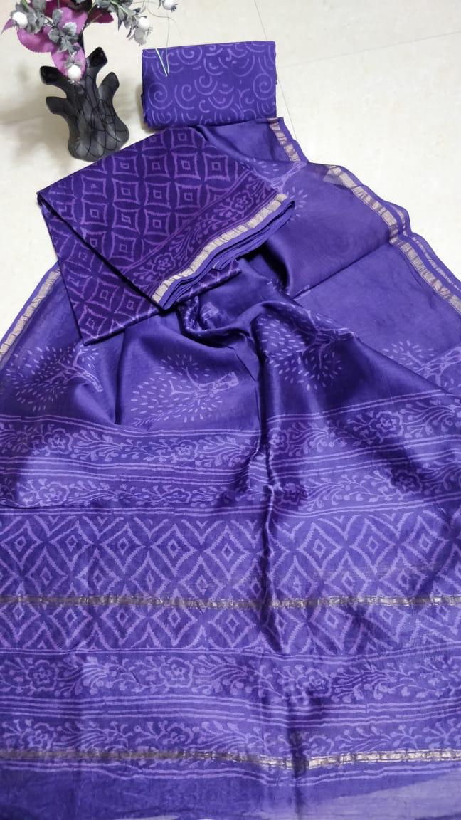 Pure chanderi silk suit SILK ZONE