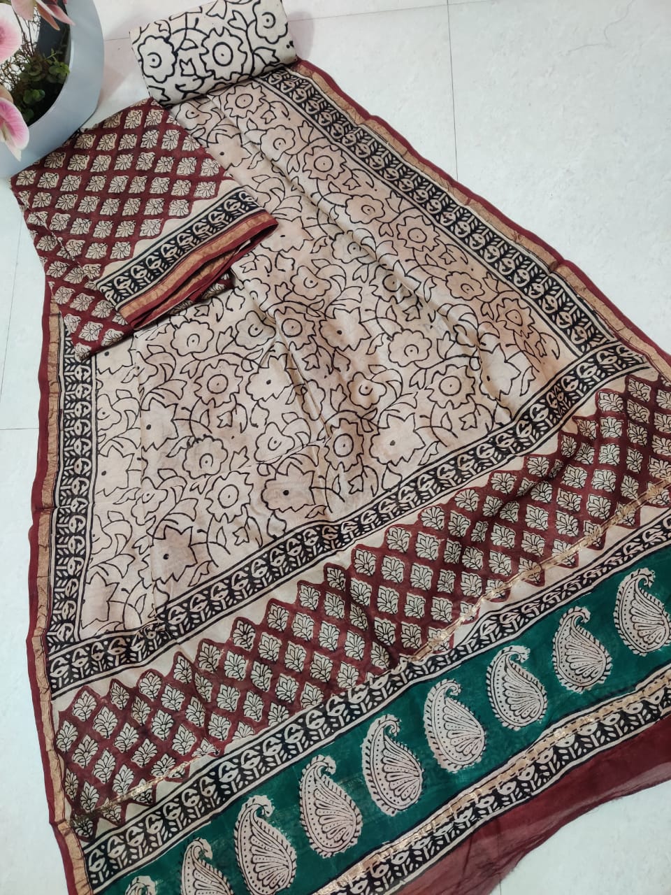 Pure chanderi silk suit SILK ZONE