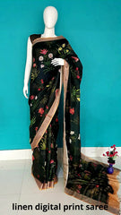 Linen digital print Saree SILK ZONE