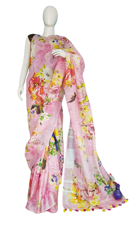 Linen digital print Saree SILK ZONE