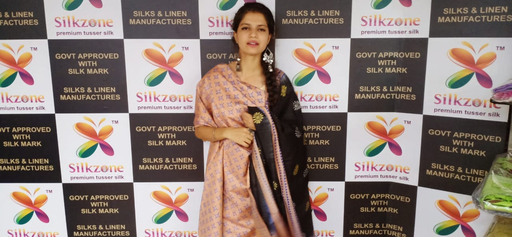 Soft silk hand print suit SILK ZONE