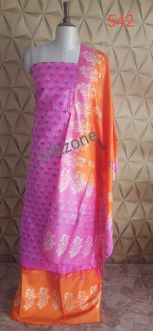 Soft silk hand print suit SILK ZONE