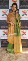 Soft silk hand print suit SILK ZONE