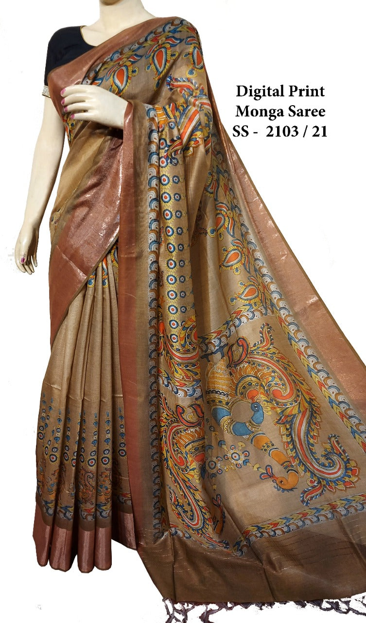 Pure Tussar Silk print saree