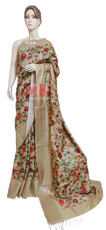 Pure Tussar Silk print saree