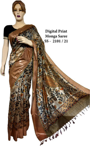 Pure Tussar Silk print saree