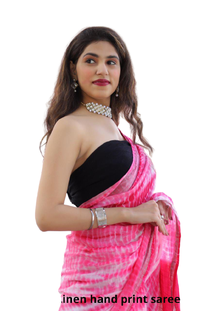 Khadi linen printed saree SILK ZONE