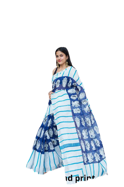 Khadi linen printed saree SILK ZONE