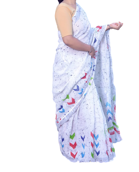 Khadi linen printed saree SILK ZONE