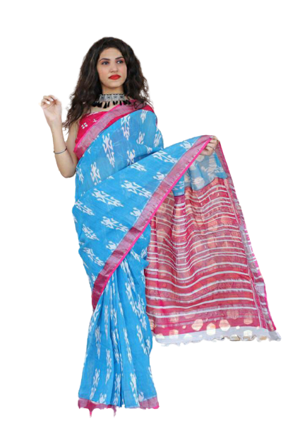 Khadi linen printed saree SILK ZONE