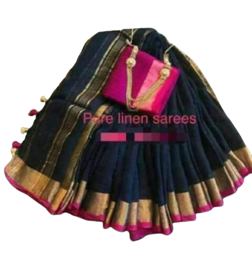 Pure linen plane saree SILK ZONE
