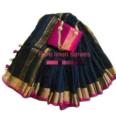 Pure linen plane saree SILK ZONE