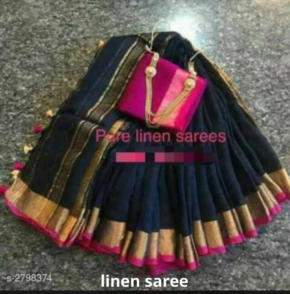 Pure linen plane saree SILK ZONE