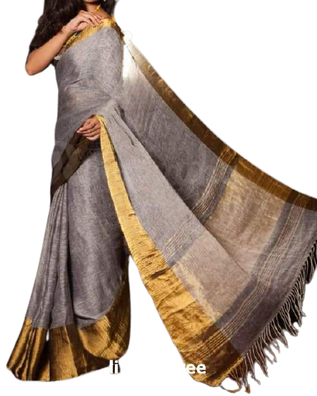 Pure linen plane saree SILK ZONE