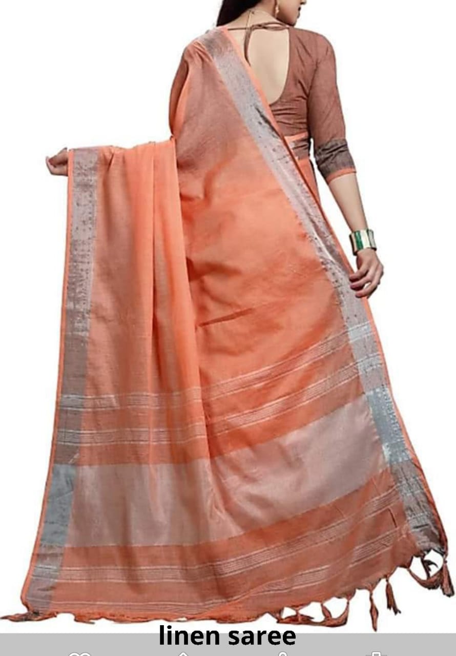 Pure linen plane saree SILK ZONE