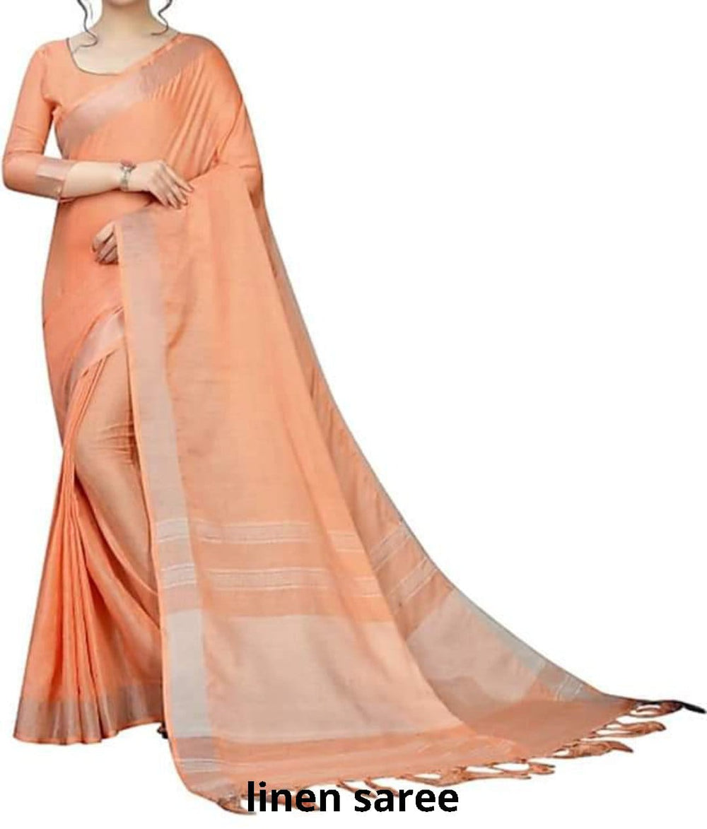 Pure linen plane Saree SILK ZONE