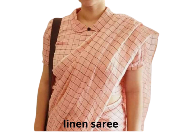 Pure linen checks saree SILK ZONE