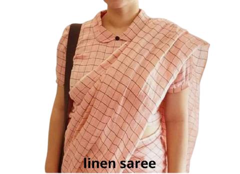 Pure linen checks saree SILK ZONE