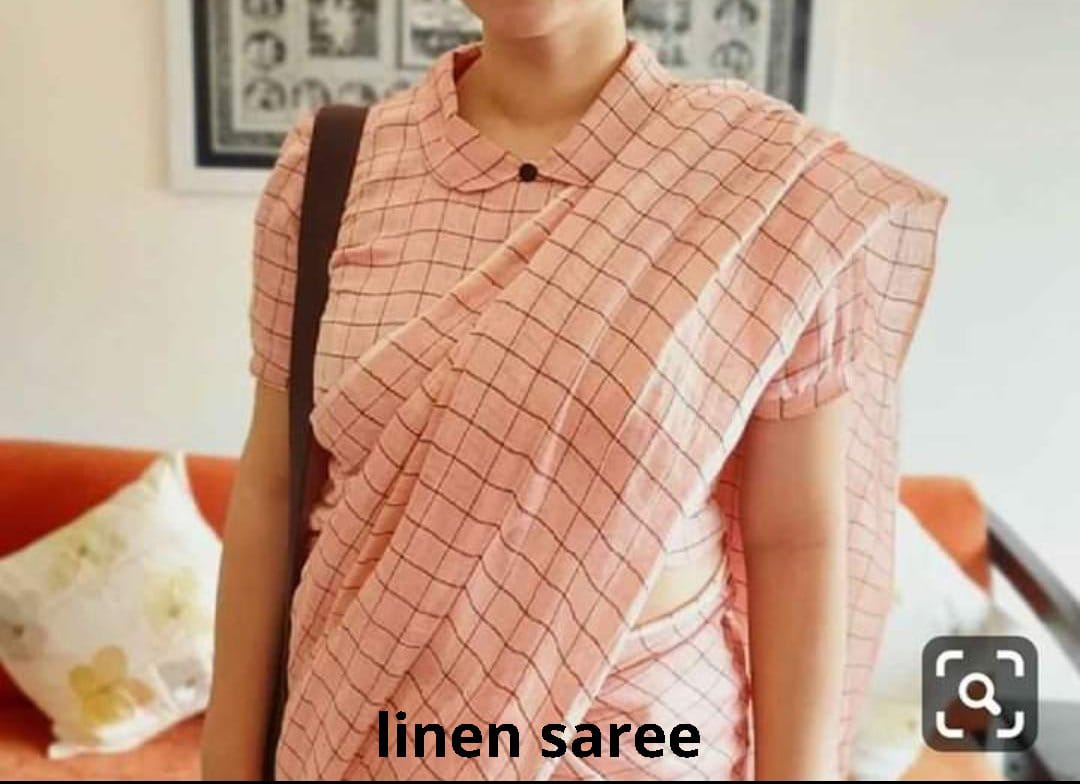 Pure linen checks saree SILK ZONE