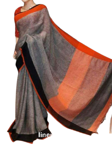 Pure linen plane saree SILK ZONE