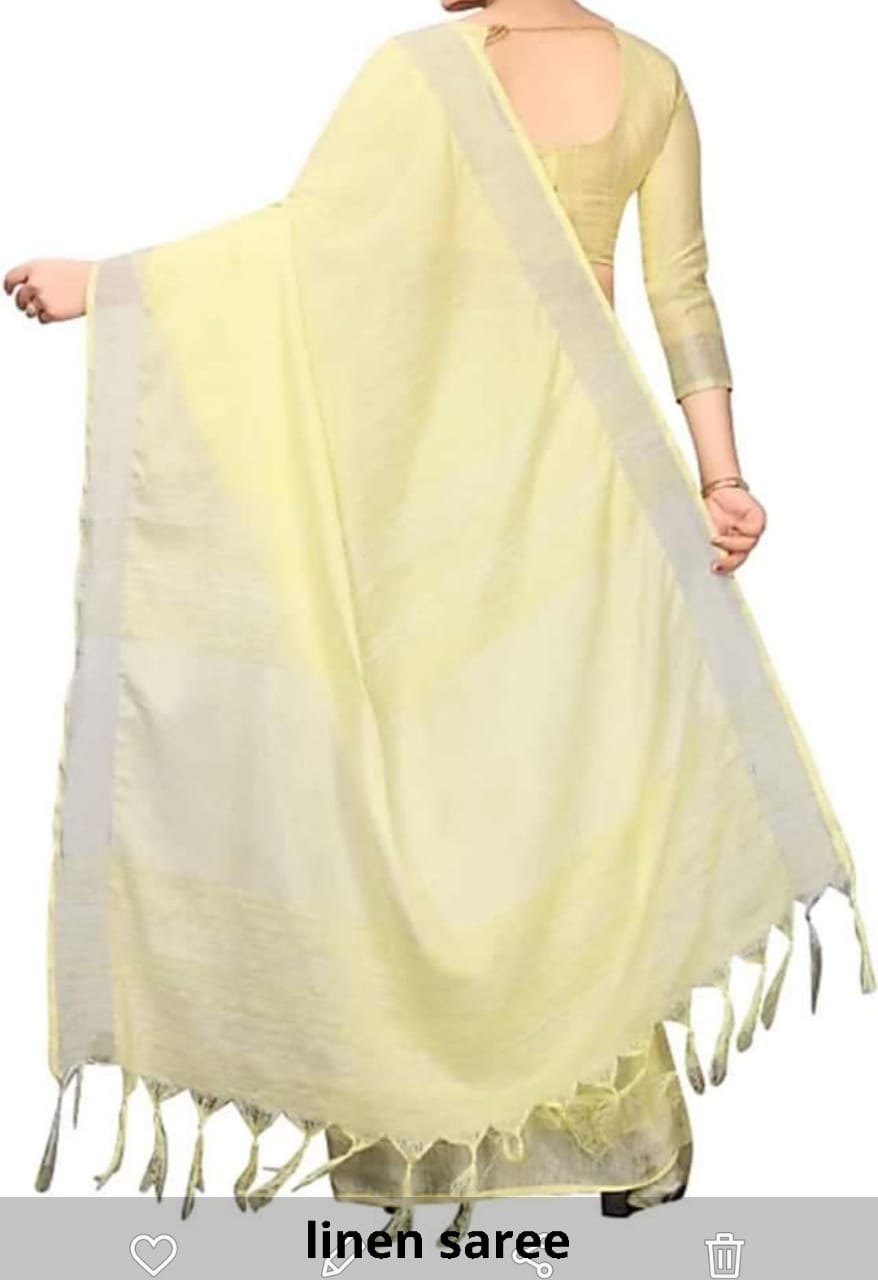 Pure linen plane saree SILK ZONE