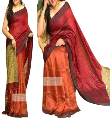 Pure linen plane saree SILK ZONE